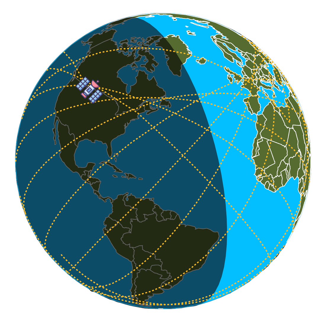 ISS routes from through the night trailing over the Earth